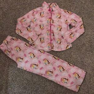 Disney Princess Belle Pink Pjs Button Down Long Sleeve Top and Pants